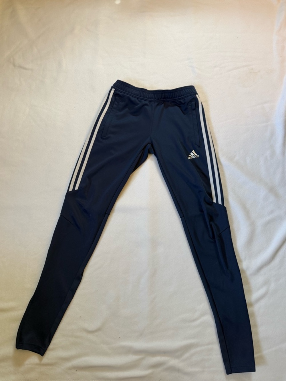 adidas Navy joggers with White Side Stripes size XS